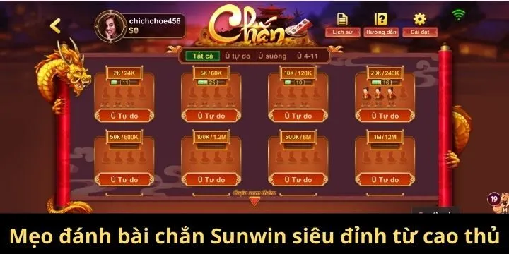 Mẹo đánh bài chắn Sunwin siêu đỉnh từ cao thủ