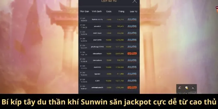 Bí kíp tây du thần khí Sunwin săn jackpot cực dễ